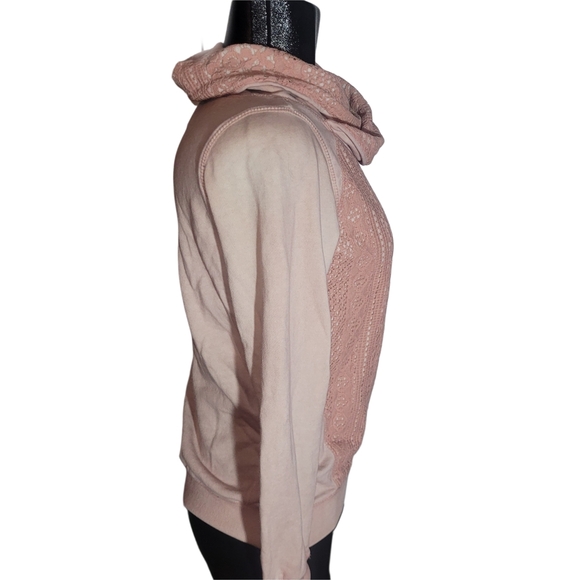 Garcia Jeans Pink Cowl Neck Lace Overlay Sweatshirt XS - Picture 3 of 6